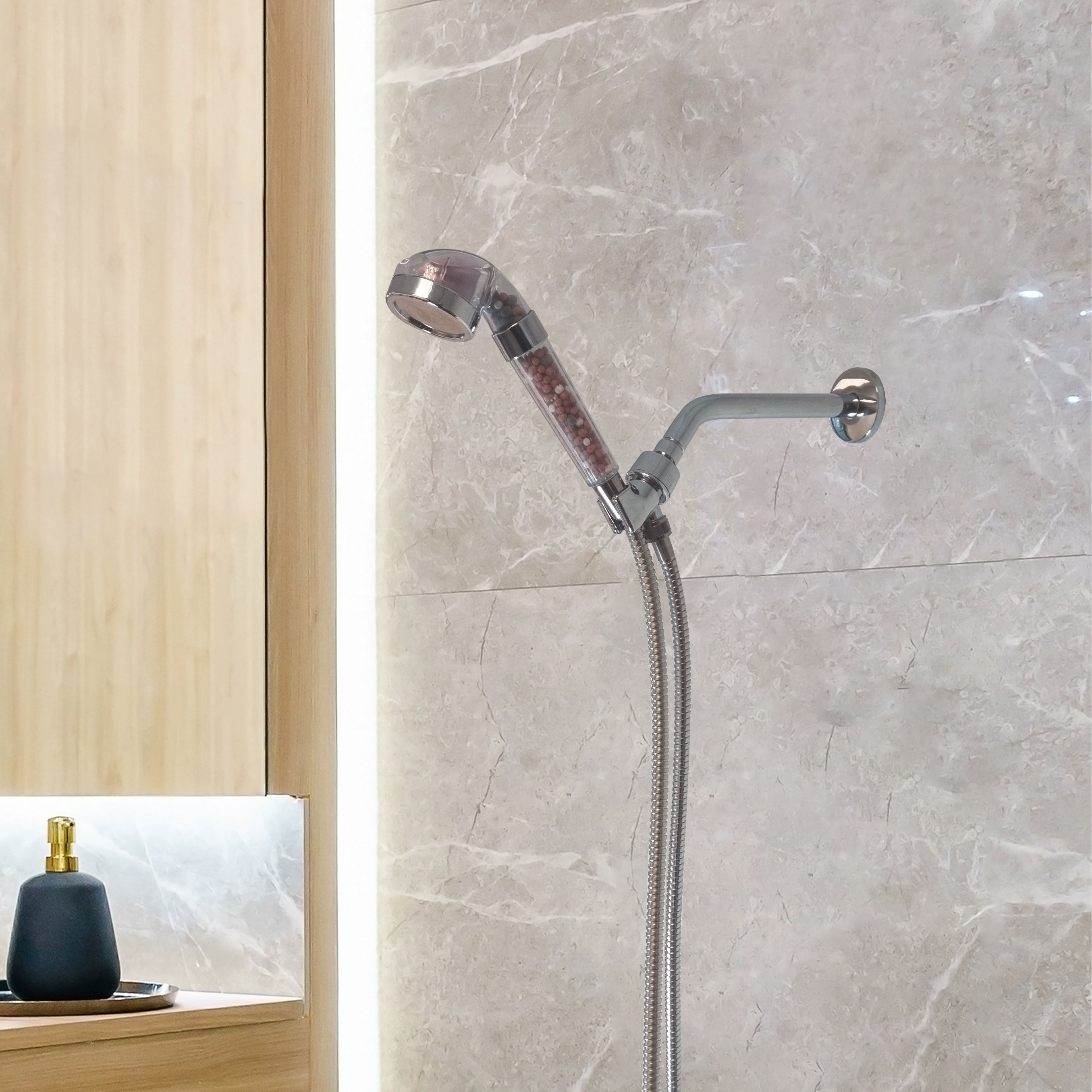 Kit essentiel de douche de douche à la tête ionique LED