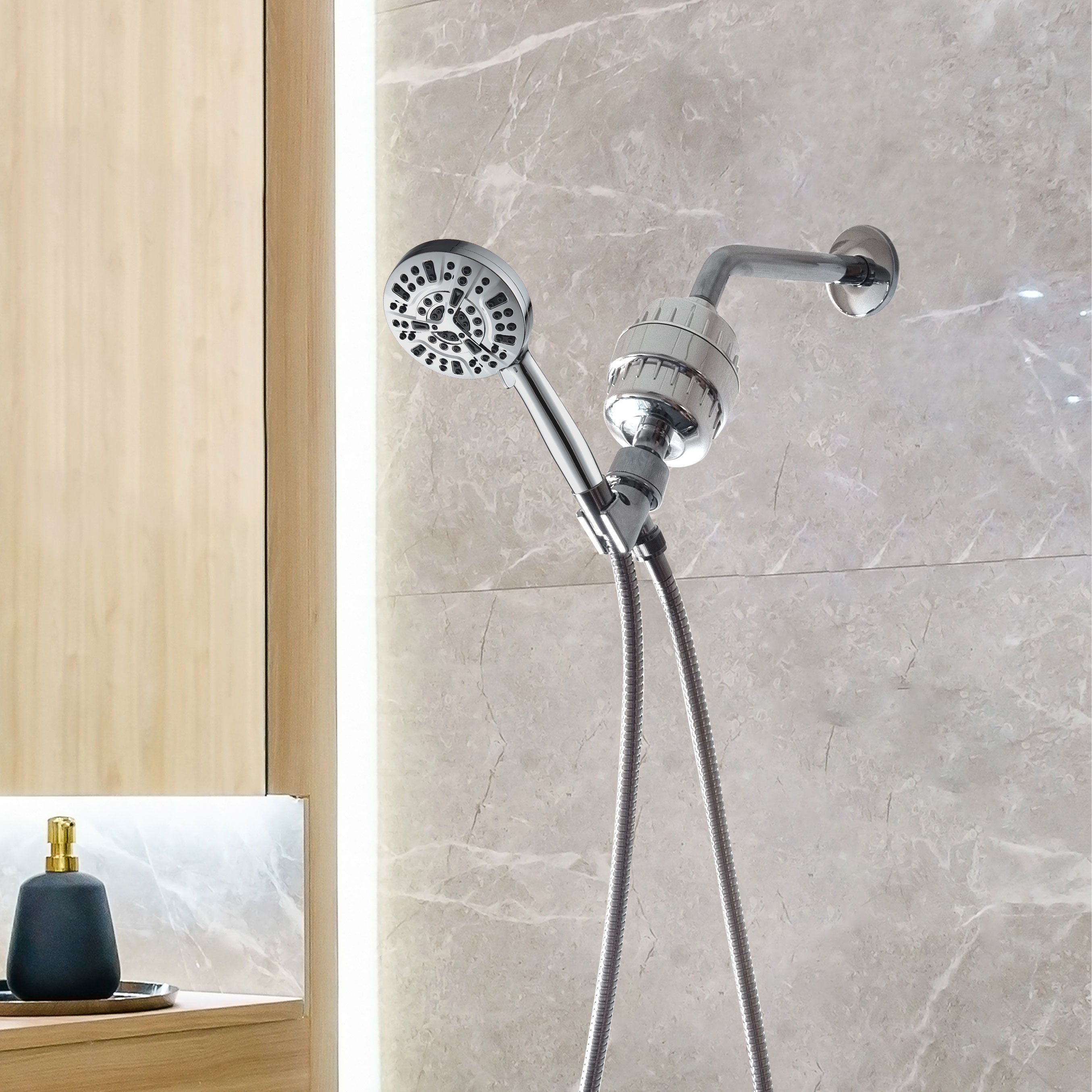 Pomme de douche haute pression MineralStream Luxe 10 modes (filtrée)