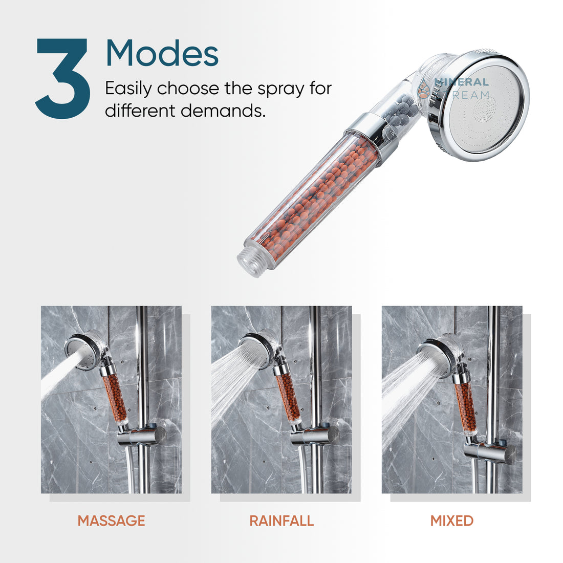 Pommeau de douche haute pression écoresponsable MineralStream