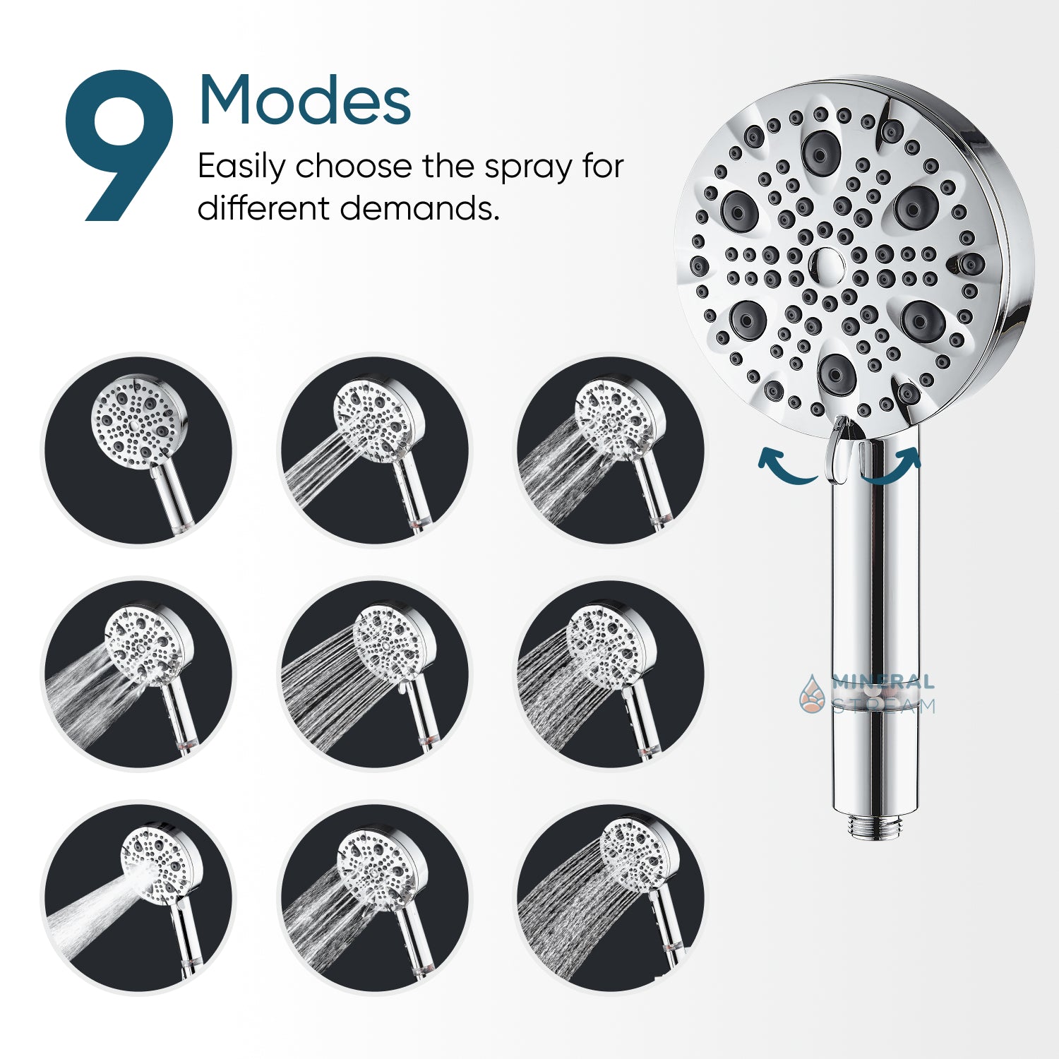 Luxe 9 Modus Duschhead Complete Duschkit