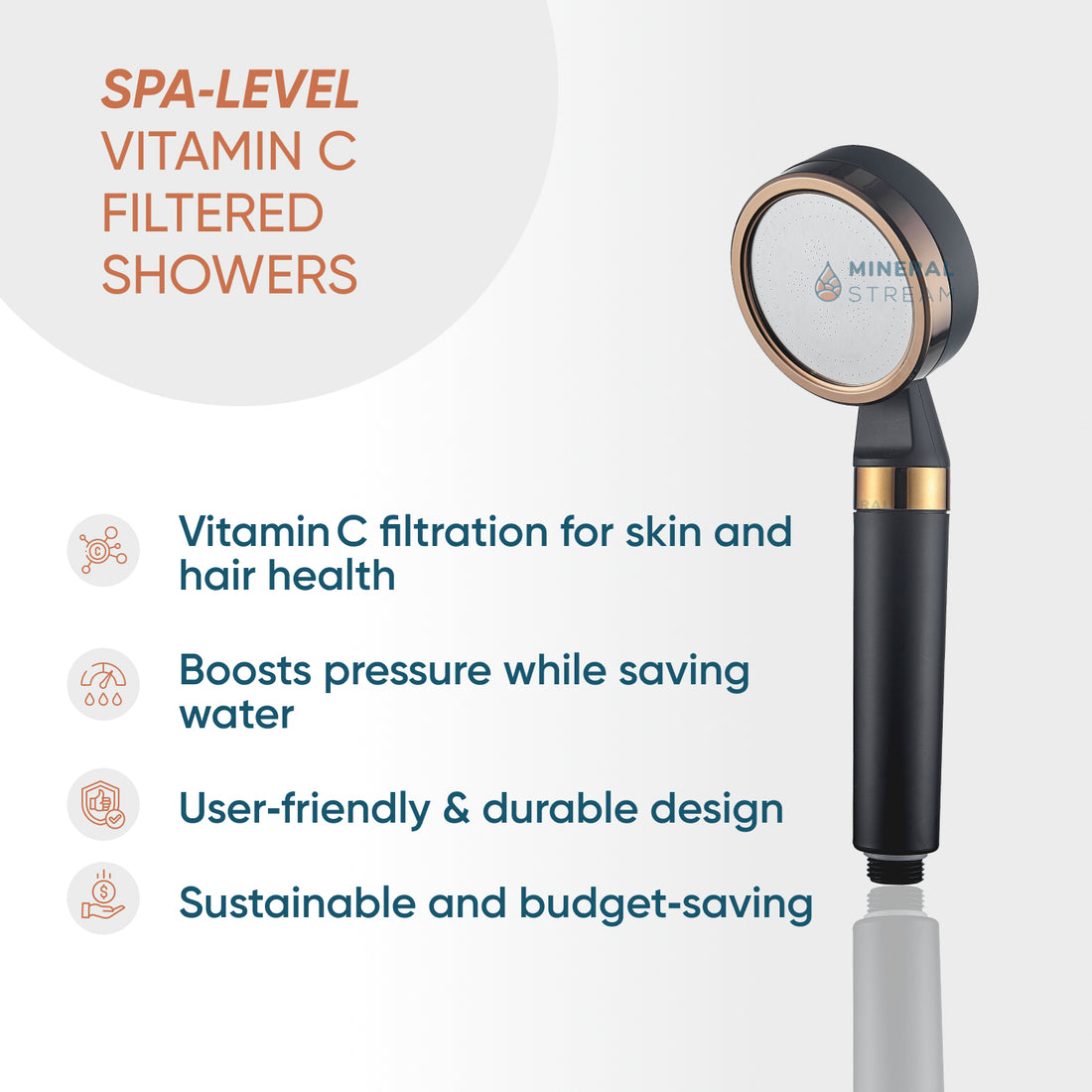 Pommeau de douche MineralStream™ BLACK - Système à Vitamine C