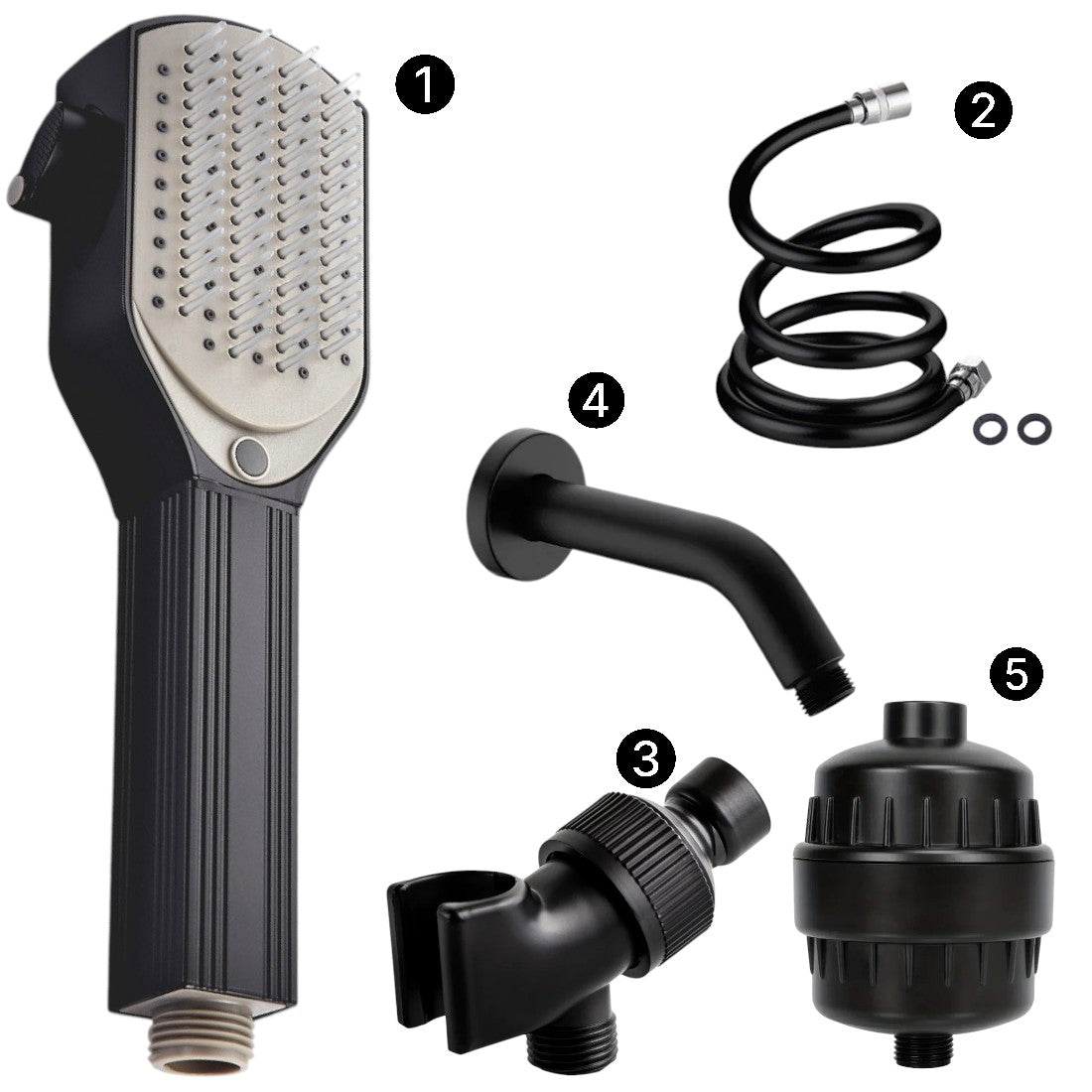 Detangler Comb Showerhead Complete Shower Kit